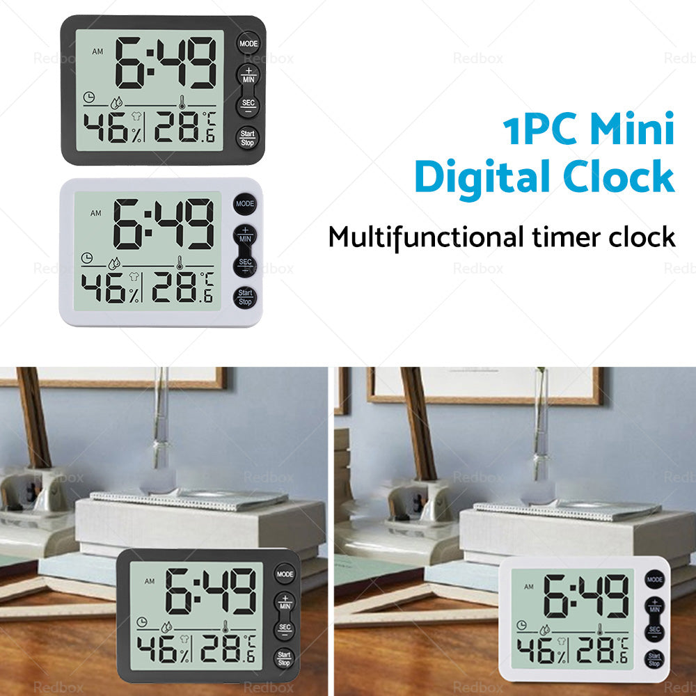 {{ Small Mini Digital Clock Temperature 鈩 Alarm Travel LCD LED Battery Black White }} - Buy Car Parts Online at {{ Kaka Auto Parts }}.