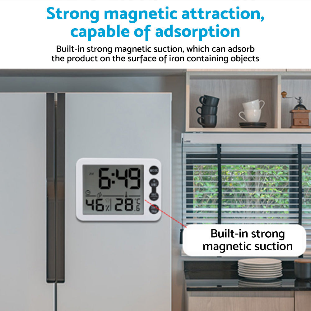 Small Mini Digital Clock with Temperature Display Suitable For Travel, LCD LED, Alarm, Battery Operated – Black & White