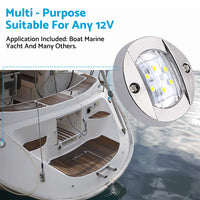 4x Round LED Marine Boat Cabin & Deck Courtesy Lights Suitable For Walkway – White Stern Light
