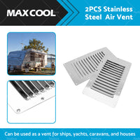{{ 2 x Stainless Steel Rectangular 14 Louvre Air Vent, Caravan, Boat, Wall Eave }} - Buy Car Parts Online at {{ Kaka Auto Parts }}.
