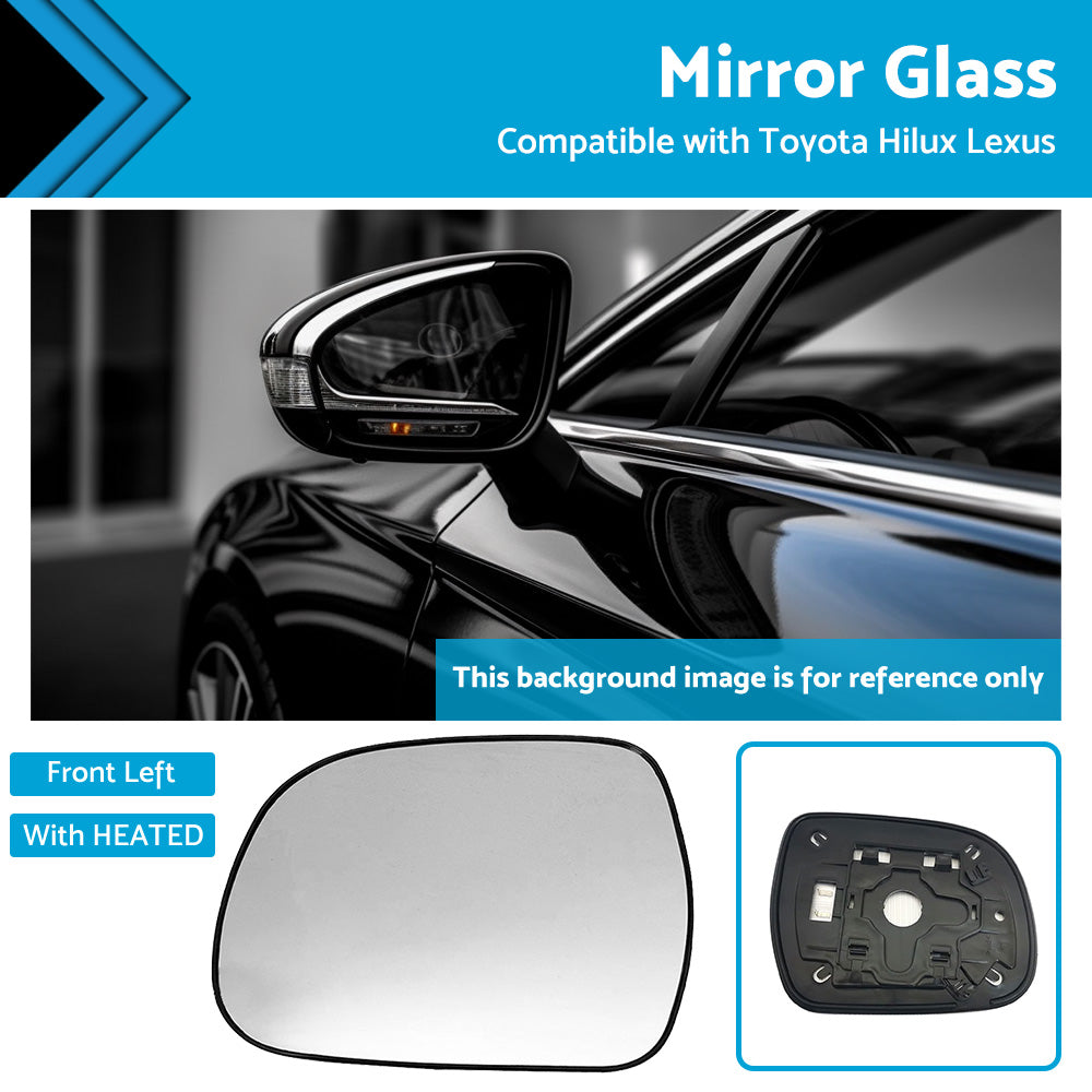 {{ Left Side Mirror Glass Suitable for Lexus RX300 RX330 Toyota Hilux HEATED Convex }} - Buy Car Parts Online at {{ Kaka Auto Parts }}.