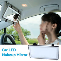 Sun Visor Makeup Cosmetic Mirror Set with 3-Type 60 LED Light 26x13cm Black Suitable For Universal Cars