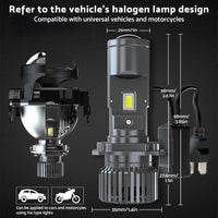 Mini Bi-LED Projector Lens Headlight Bulbs 100W Hi/Lo Retrofit RHD H4 9003