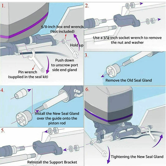 Front Mount Hydraulic Steering Cylinder Seal Kit With Pin Wrench Suitable For Seastar