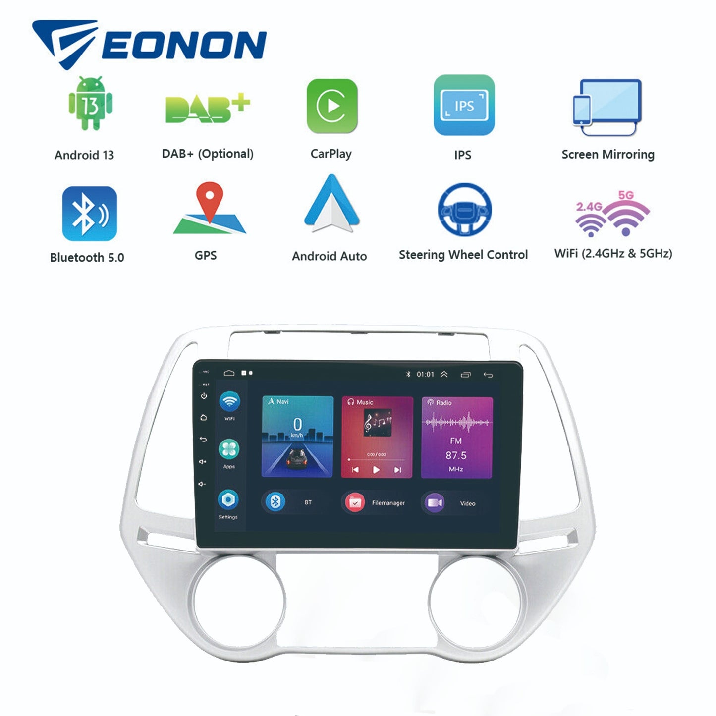 Car Radio Android 13 GPS BT Apple CarPlay Suitable For Hyundai i20 2012-2015