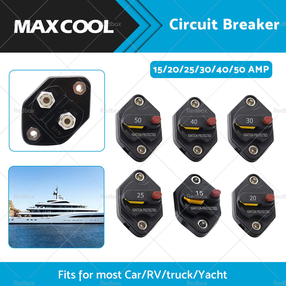 {{ 15/20/25/30/40/50A AMP Circuit Breaker Waterproof 12V 32V DC Manual Reset }} - Buy Car Parts Online at {{ Kaka Auto Parts }}.