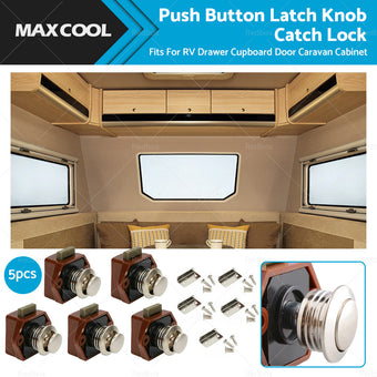 compare product 5x Push Button Latch Knob Catch Lock For Drawer Cupboard Door Caravan Cabinet