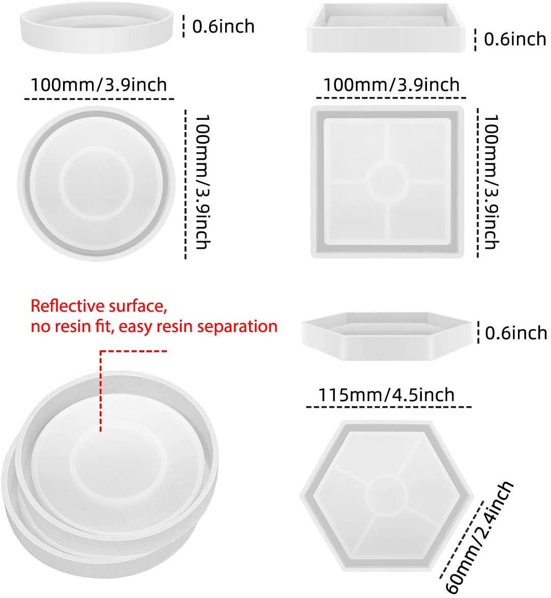 {{ 6 Pcs Coaster Resin Silicone Mold Casting Jewelry Agate Making Mould Tool Craft }} - Buy Car Parts Online at {{ Kaka Auto Parts }}.