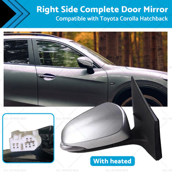 compare product Door Mirror Suitable for Toyota Corolla ZRE182 12-18 Hatch Right Silver Heated