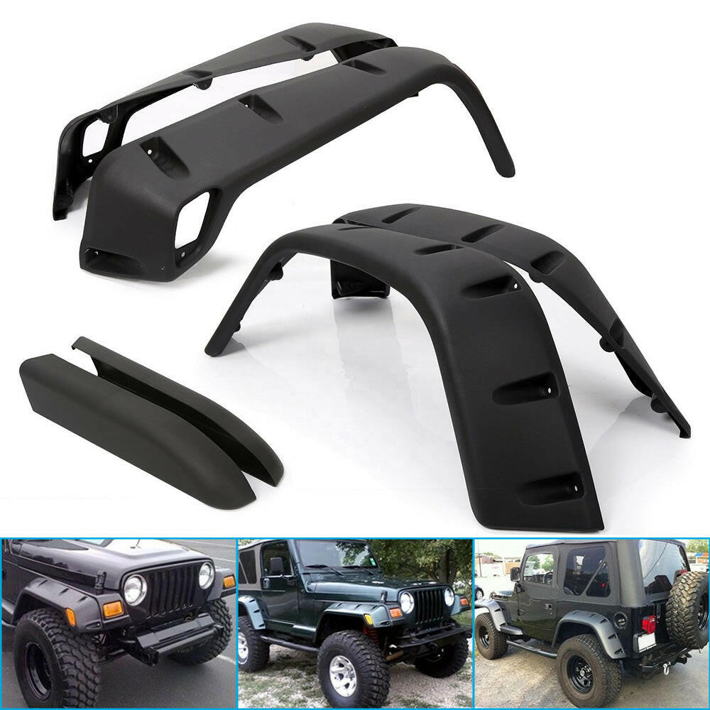 Pocket Style Matte Black Fender Flares Jungle Guard Suitable For Jeep Wrangler TJ 1997-2006