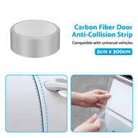 3m Car Door Sill Protector Carbon Fiber Edge Sticker Rubber Bumper Guard Strip Suitable For Universal Vehicles