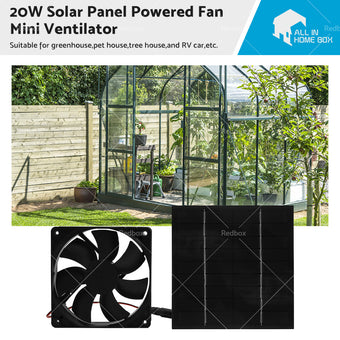 compare product 20W Solar Panel Powered Fan Mini Ventilator For Greenhouse Pet or Dog Chicken House