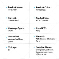 {{ USB Car Air Purifier HEPA Ionizer Portable Mini Car Room Air Cleaner Freshener }} - Buy Car Parts Online at {{ Kaka Auto Parts }}.