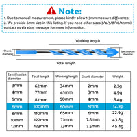 10x 6mm Tungsten Carbide Drill Bit Set Suitable For Porcelain Tile, Concrete, Brick & Glass
