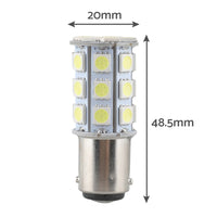 2x 12V BA15D LED White 27 SMD 5050 Indicator Signal Lights Suitable For Caravan & Car