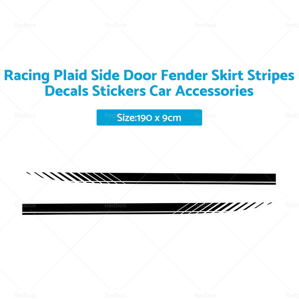 {{ 2x Racing Plaid Side Door Fender Skirt Stripes Decals Stickers Car Accessories }} - Buy Car Parts Online at {{ Kaka Auto Parts }}.