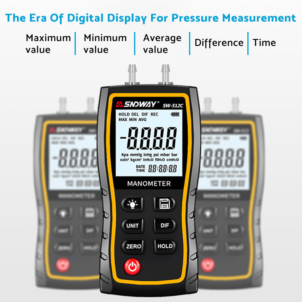 Digital Differential Manometer Air Pressure Meter 0-103.42kPa