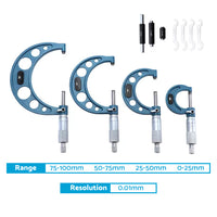 {{ 4pcs 0-100mm Outside Micrometer Machinist Tool Set Carbide 0. 01mm }} - Buy Car Parts Online at {{ Kaka Auto Parts }}.