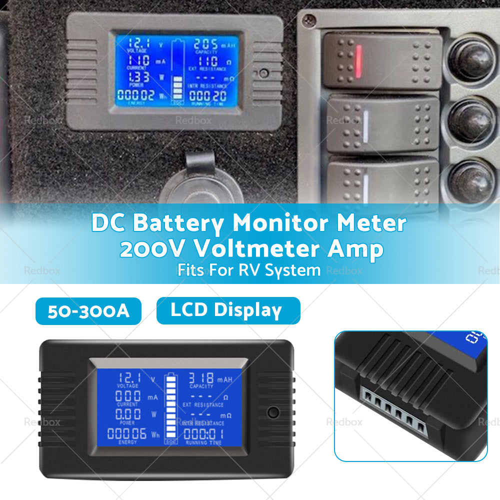 {{ 50-300A LCD Display DC Battery Monitor Meter 200V Voltmeter Amp For RV System }} - Buy Car Parts Online at {{ Kaka Auto Parts }}.