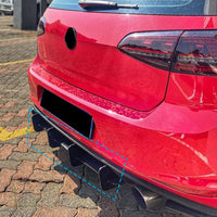 4 Fins Rear Bumper Diffuser Lip Spoiler Suitable For Volkswagen VW Golf MK7 GTI