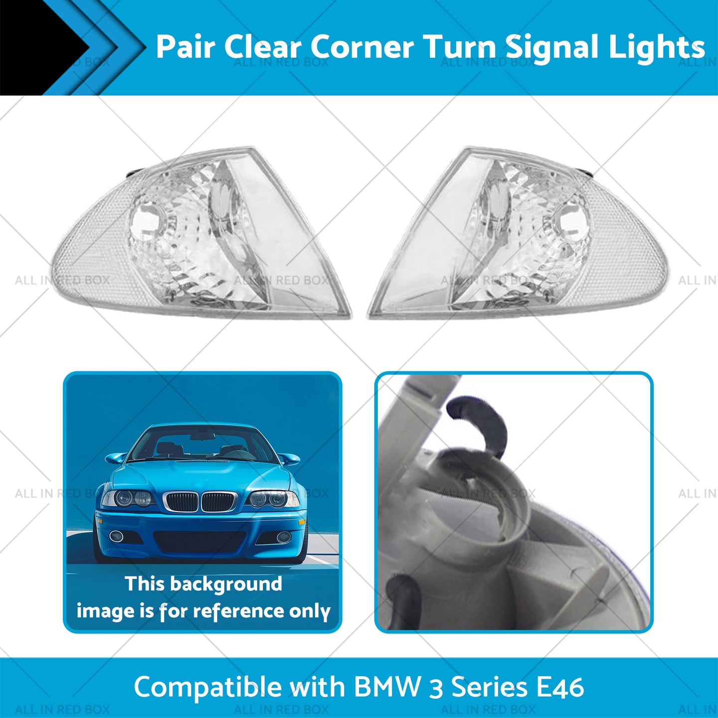 {{ Pair Clear Corner Turn Signal Lights Suitable for BMW E46 98-01 3 Series }} - Buy Car Parts Online at {{ Kaka Auto Parts }}.
