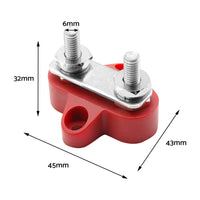 M6 Bus Bar Terminal Block Heavy Duty Red Dual Power Distribution Stud