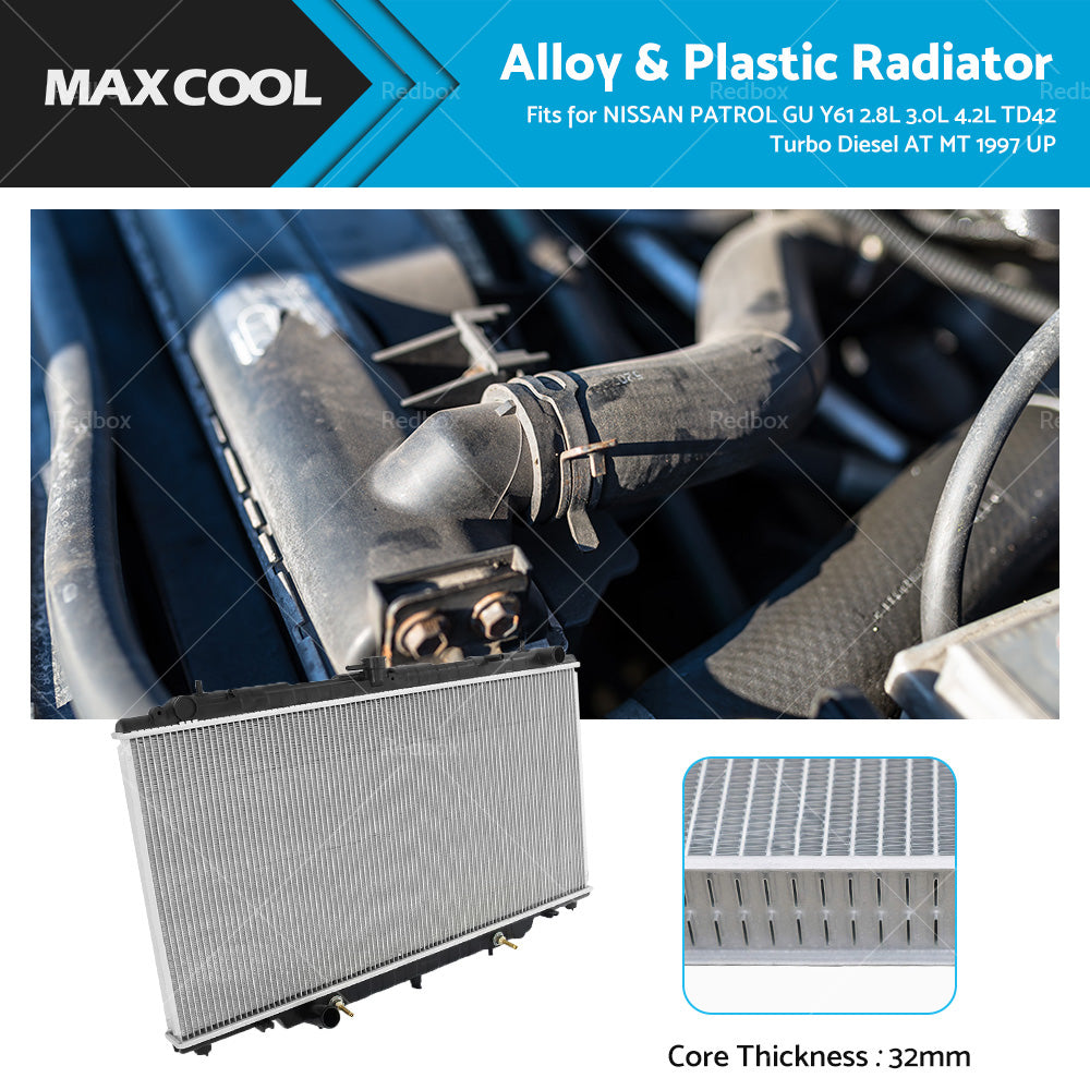 {{ RADIATOR Fit NISSAN PATROL GU Y61 2. 8L 3. 0L 4. 2L TD42 Turbo Diesel AT MT 1997 UP }} - Buy Car Parts Online at {{ Kaka Auto Parts }}.