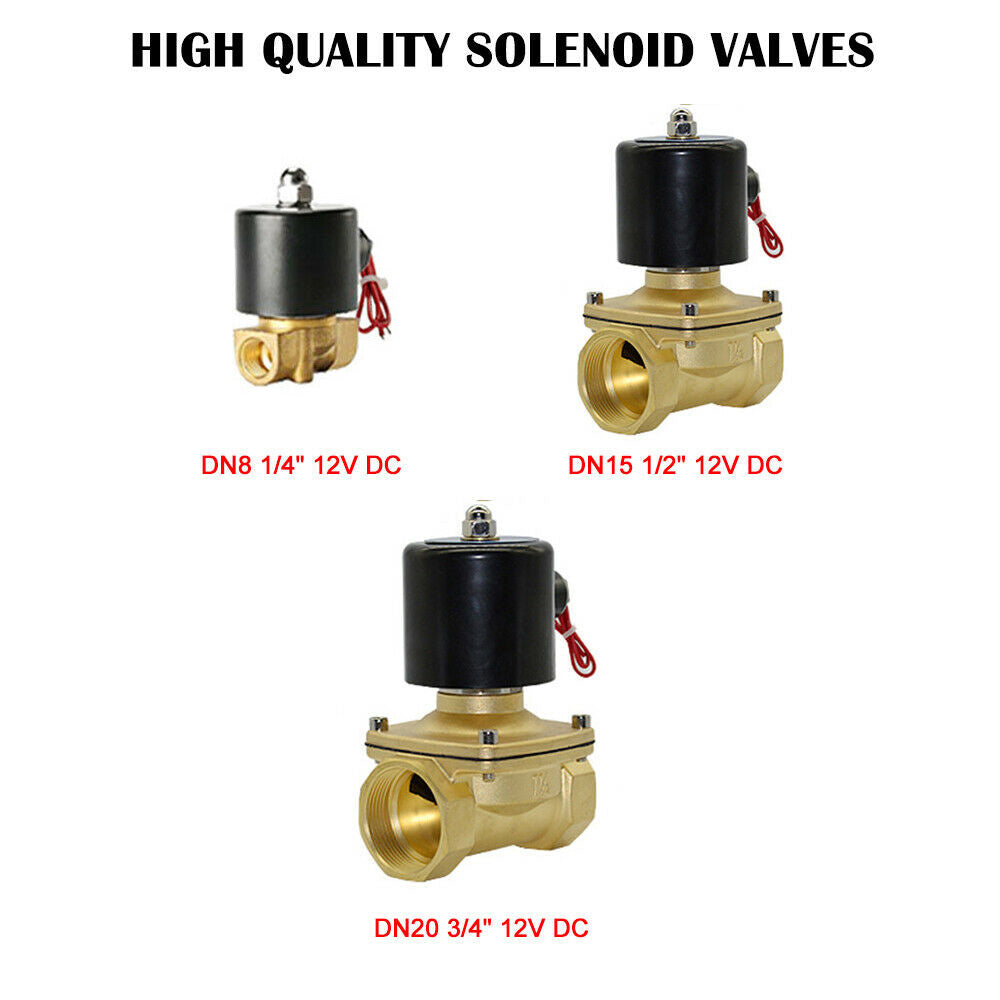 {{ 2 Way Electric Solenoid Valve Water Air Brass N/C Gas Oil Normally Closed DC 12V }} - Buy Car Parts Online at {{ Kaka Auto Parts }}.
