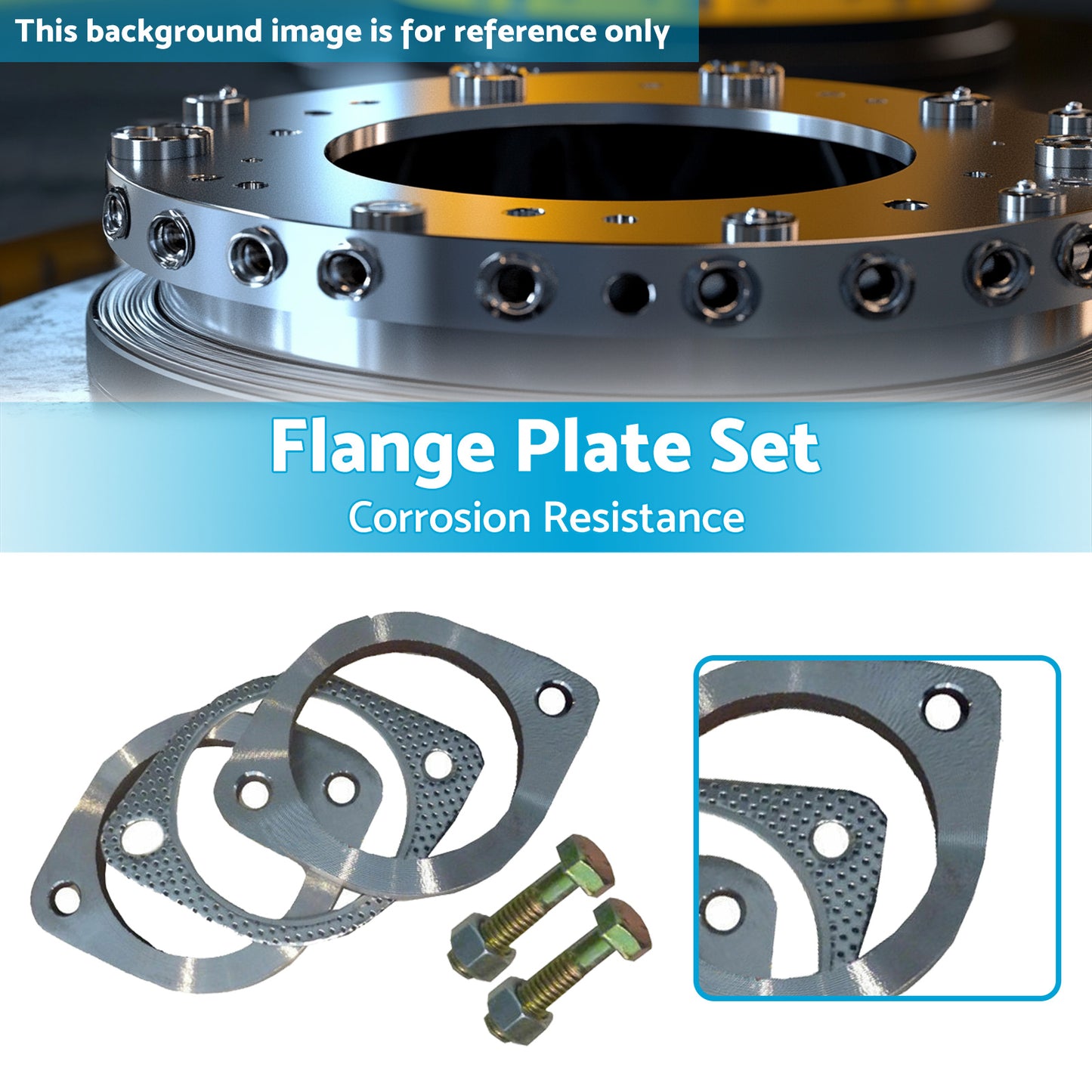 {{ 2.5in Universal Exhaust Flange Gasket Plate Bolt Nut Kit 300 63mm Stainless Steel }} - Buy Car Parts Online at {{ Kaka Auto Parts }}.