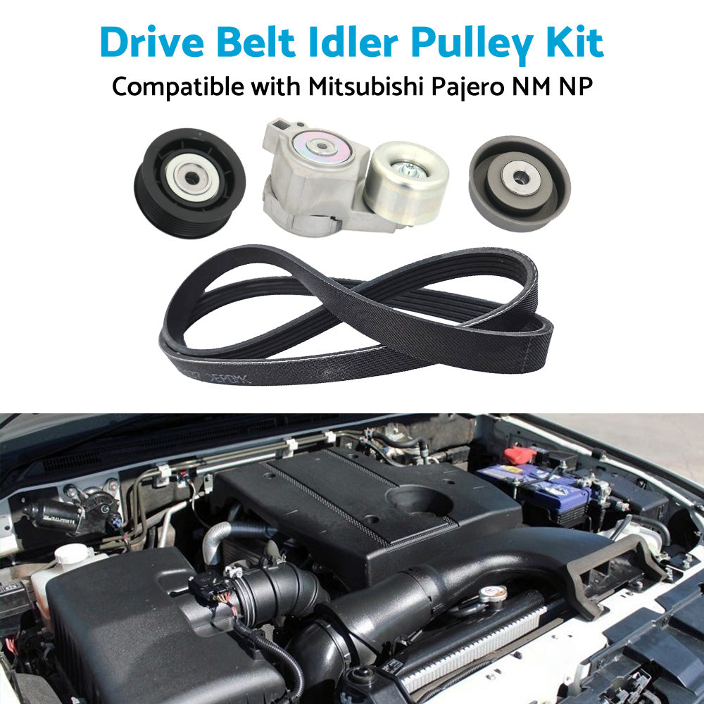 {{ Drive Belt Idler Tensioner Pulley Kit Suitable for Pajero NM NP V6 3. 5L 6G74 }} - Buy Car Parts Online at {{ Kaka Auto Parts }}.