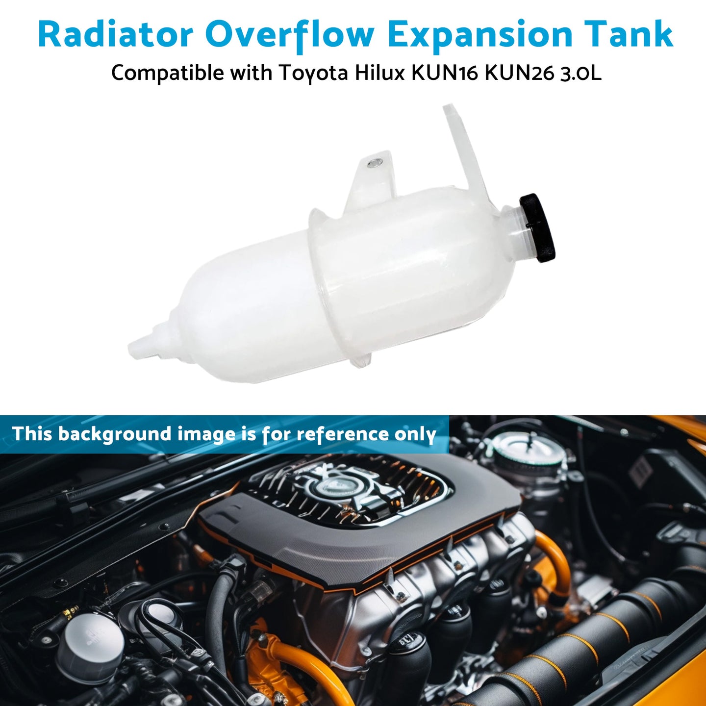 {{ Radiator Overflow Expansion Tank Suitable for 3. 0L Toyota Hilux KUN16 KUN26 1KD }} - Buy Car Parts Online at {{ Kaka Auto Parts }}.
