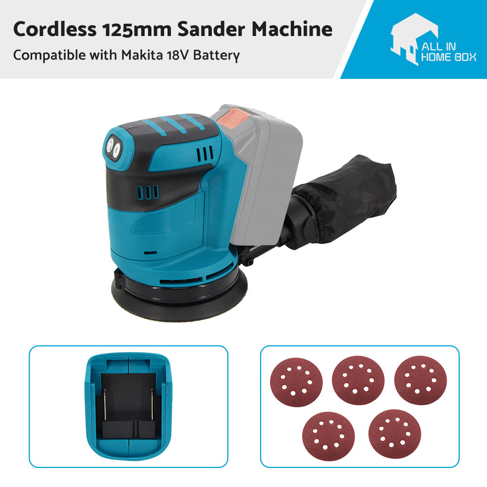 {{ Cordless 125MM Random Orbital Sander Machine Suitable For Makita 18V Battery }} - Buy Car Parts Online at {{ Kaka Auto Parts }}.