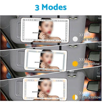 Sun Visor Makeup Cosmetic Mirror Set with 3-Type 60 LED Light 26x13cm Black Suitable For Universal Cars
