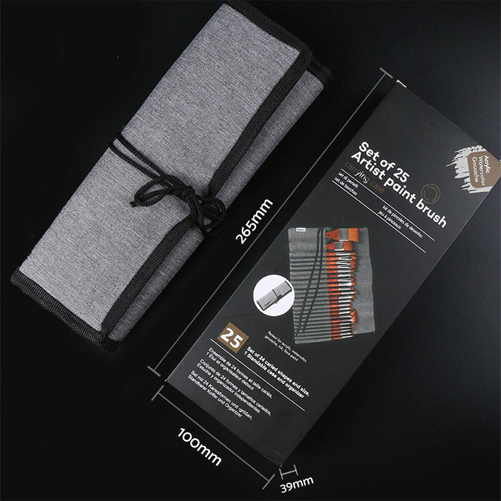 25 Pcs Artist Paint Brushes Watercolour Acrylic Oil Painting Brush With Case Set