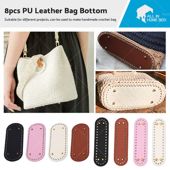 compare product 8PCS PU Leather Shaper Base Pad DIY Crochet Bag Bottom Oval Knitting Accessories