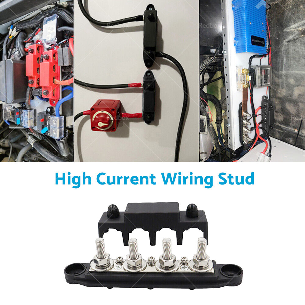 {{ 1x M8 or M10 DC 48V Studs Bus Bar Power Distribution Box Terminal Block Red or Black }} - Buy Car Parts Online at {{ Kaka Auto Parts }}.