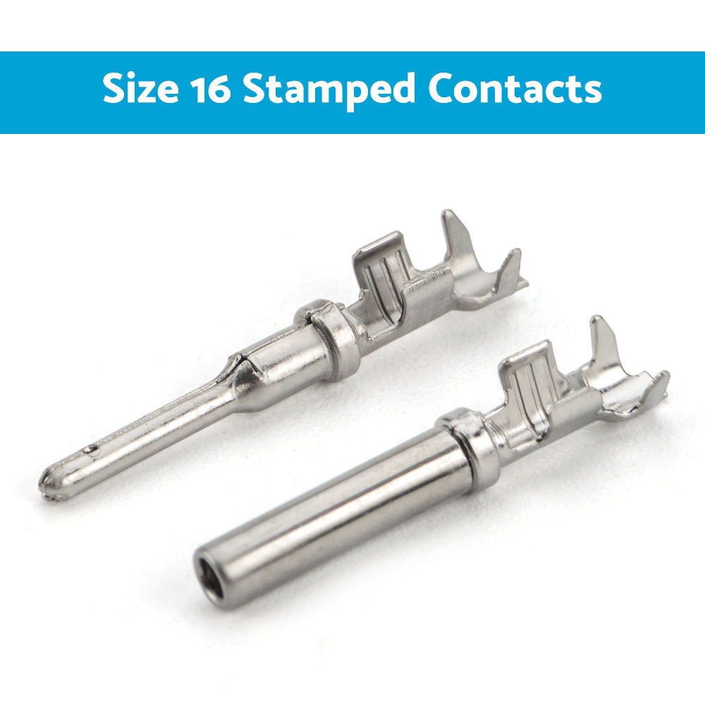 {{ 20 or 50 or 100 Pair Deutsch Solid Terminal No. 16 Stamped Contact Pins Male Female }} - Buy Car Parts Online at {{ Kaka Auto Parts }}.