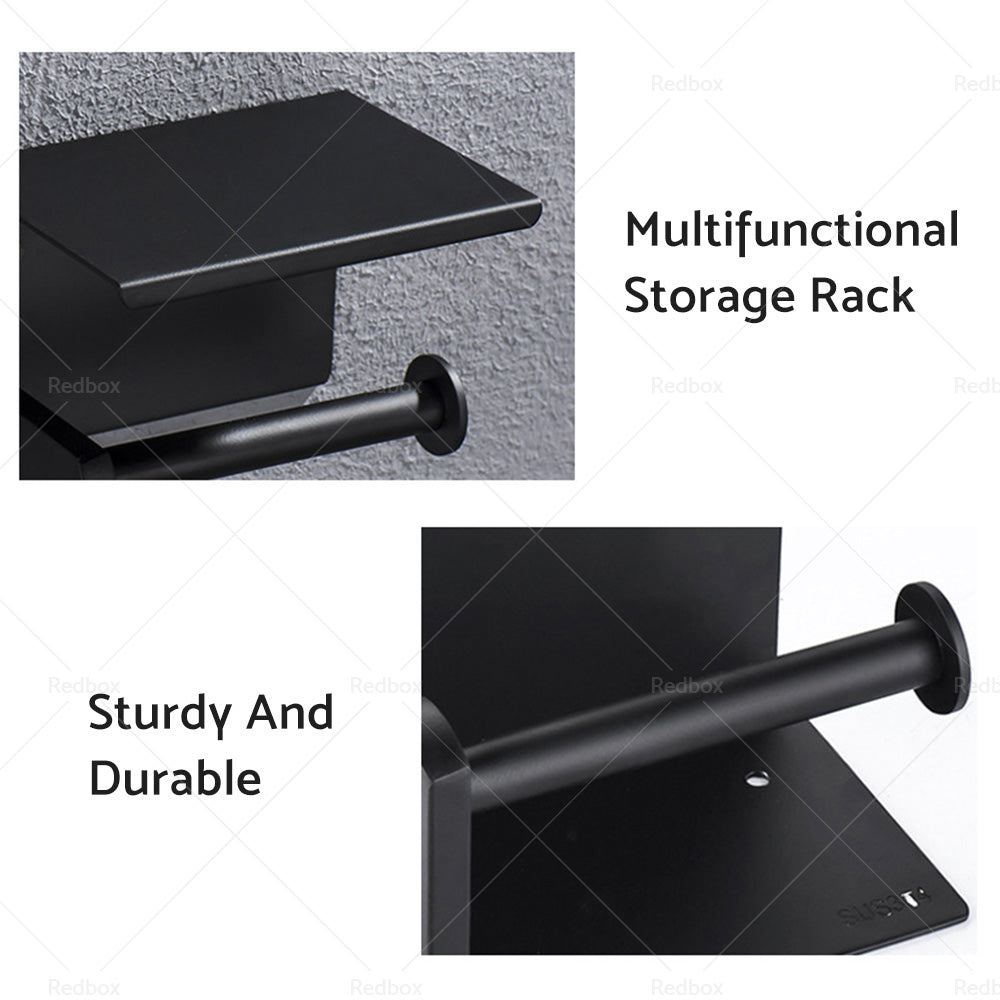 {{ 2x Stainless Steel Paper Toilet Roll Holder Storage Hook + Phone Shelf Bathroom }} - Buy Car Parts Online at {{ Kaka Auto Parts }}.