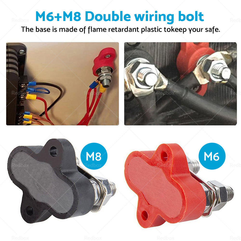 {{ Bus Bar Power Terminal Blocks M6 Negative  M8 Positive Power Distribution Studs }} - Buy Car Parts Online at {{ Kaka Auto Parts }}.