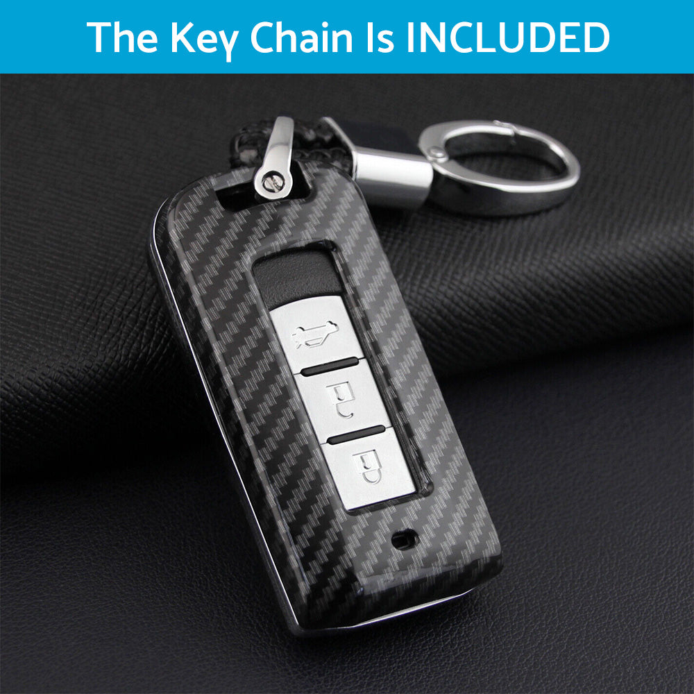 Carbon Fiber Hard Shell Smart Key Fob Case Suitable For Mitsubishi Outlander