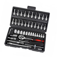 46pc Socket Wrench Set 1/4" Drive Chrome Vanadium Steel Ratchet Bit Kit