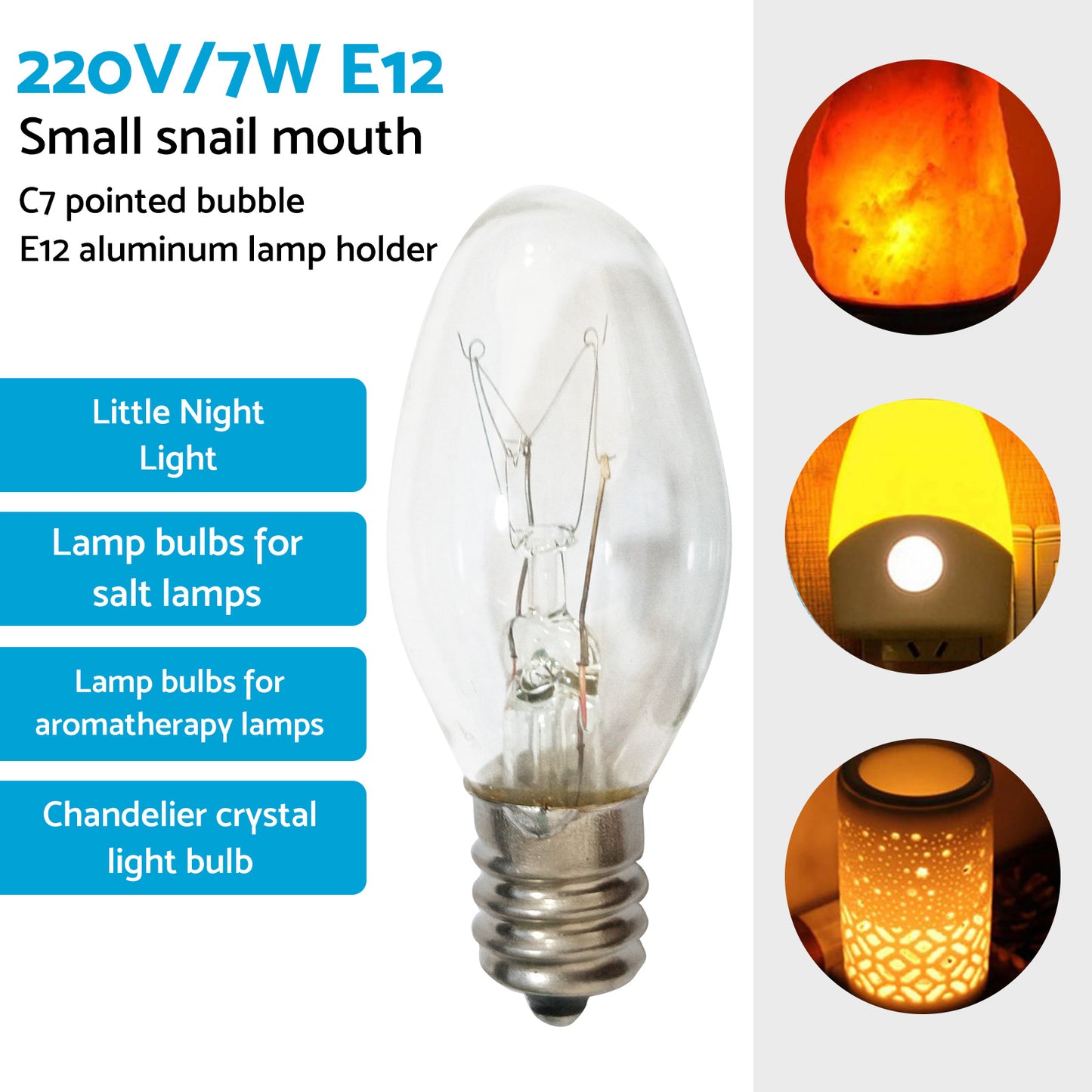 8x 7W/10W 240V E12/E14 Clear Bulbs Suitable For Night Light Replacement Warm Yellow Light
