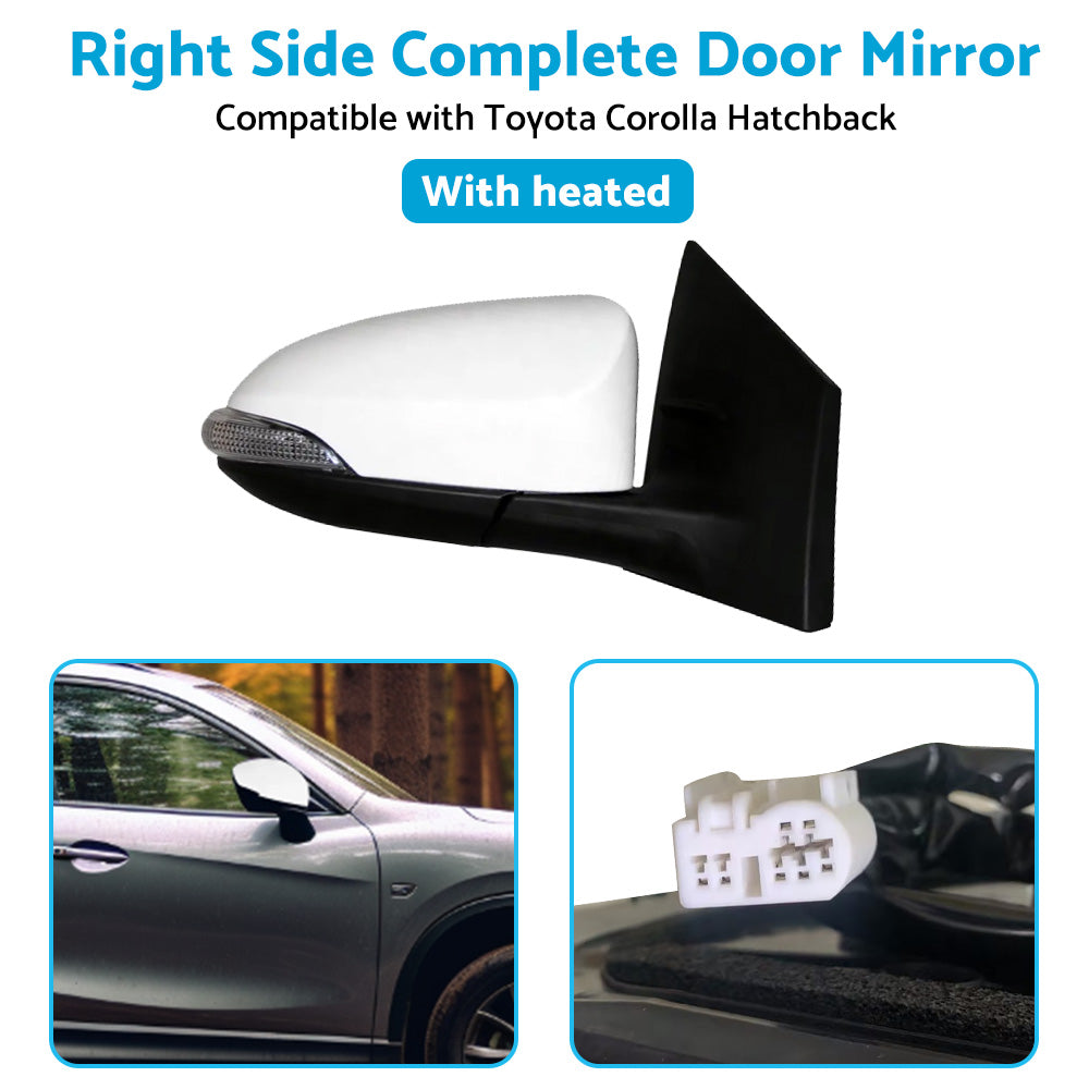 {{ Door Mirror Suitable for Toyota Corolla ZRE182 12-18 Hatch Right White Heated }} - Buy Car Parts Online at {{ Kaka Auto Parts }}.