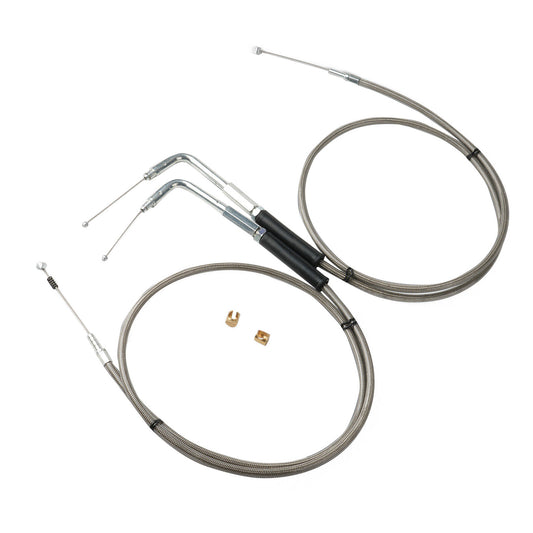 Throttle and Idle Cable Set 56-1/2 Stainless Steel Suitable For Harley-Davidson