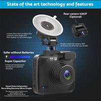 4K Car Dash Camera Recorder Suitable For Vehicles Built-in WiFi GPS UHD 2160P LCD 170° WDR Night Vision