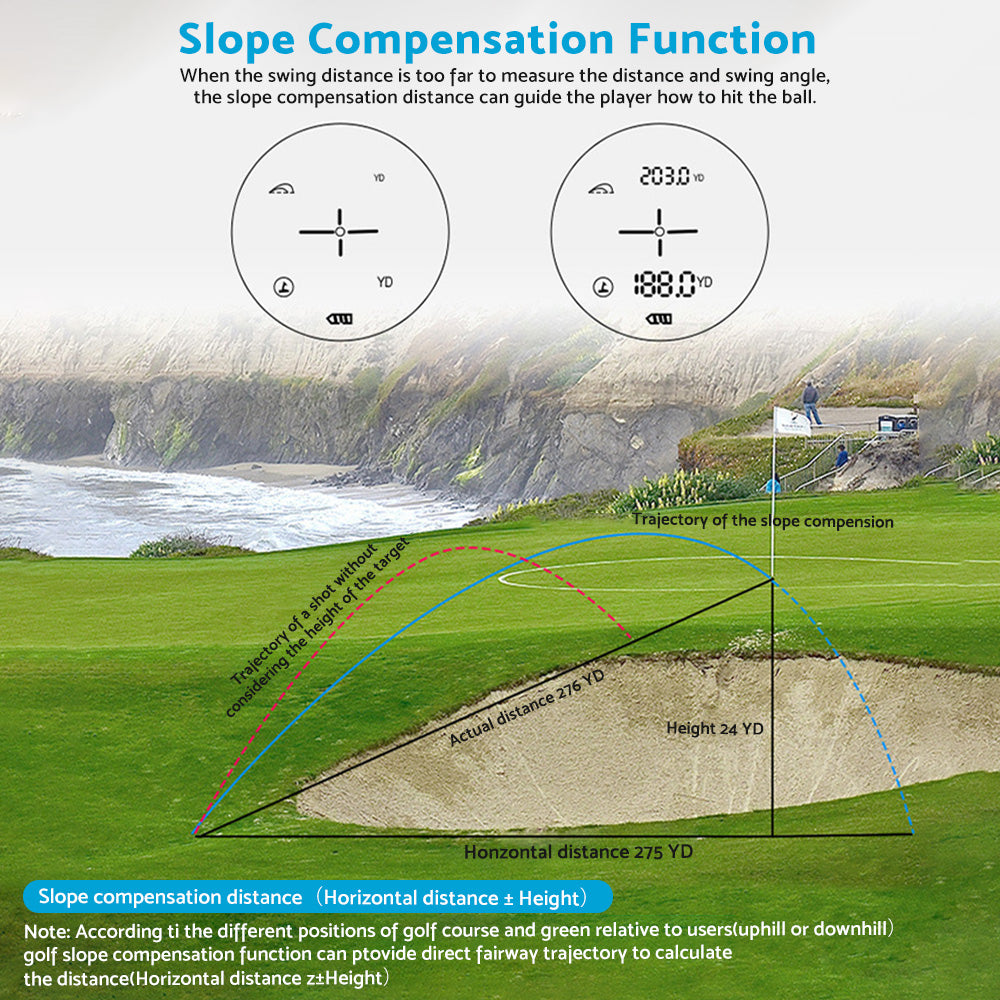 1200M Laser Golf Range Finder With Slope On/Off, LCD Display & Vibration