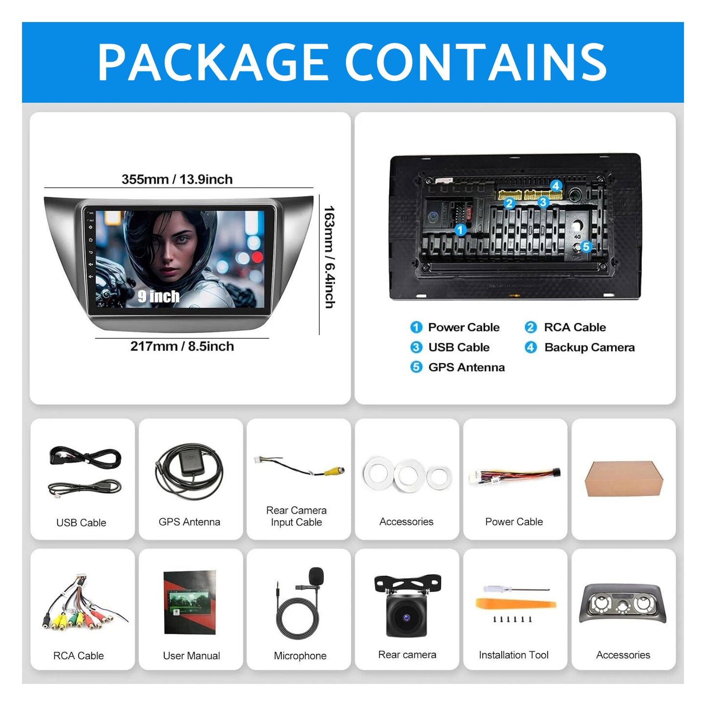 4GB+64GB CarPlay Android 13 Stereo Suitable for Mitsubishi Lancer 2003-2007