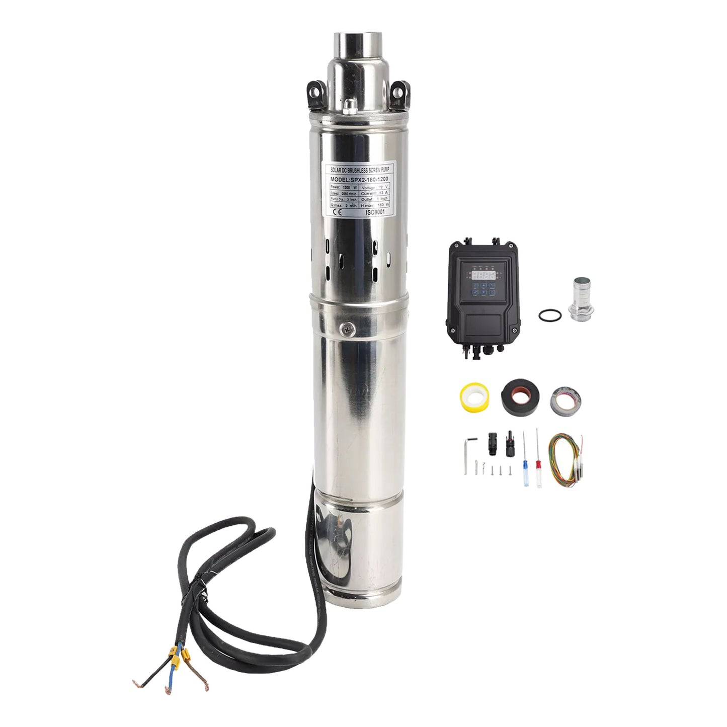 {{ 3in 72V 1.2KW Solar Bore Pump Submersible Deep Well MPPT Screw Head 180M }} - Buy Car Parts Online at {{ Kaka Auto Parts }}.