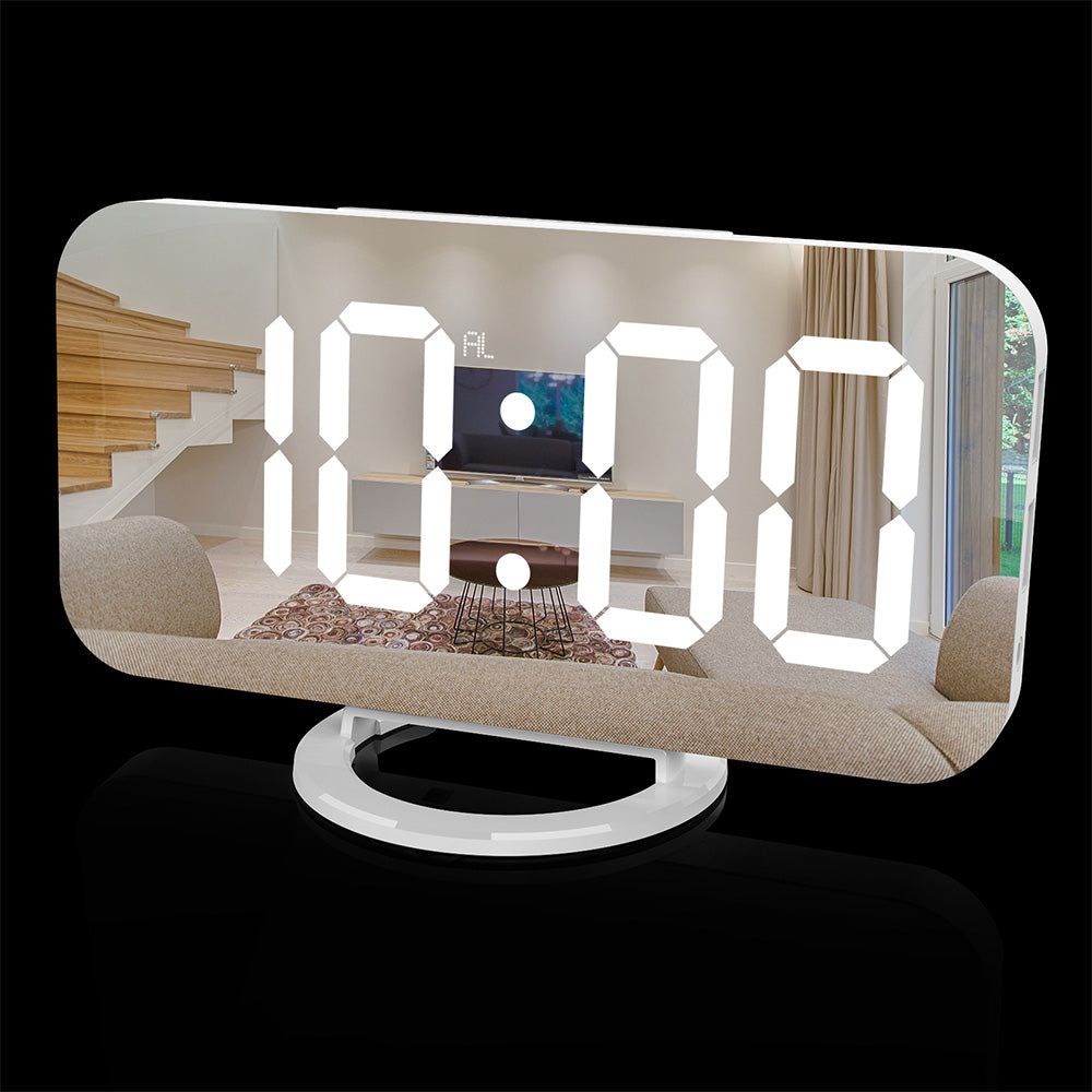 Digital Alarm Clock with Mirror LED Display Suitable For Wall & Bedroom, Snooze Function, Dim Mode