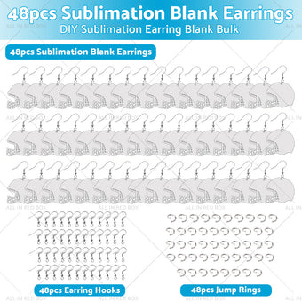 compare product 48PCS Sublimation Helmet Earring Blank MDF Double-Sided w  Hook and Jump Ring